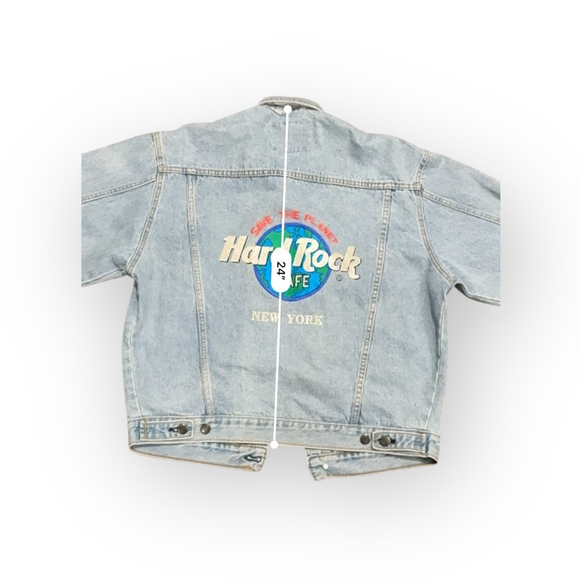 Vintage 90s Hard Rock Cafe Denim Jacket “Save The Planet” New York Trucker Sz M - Picture 6 of 11